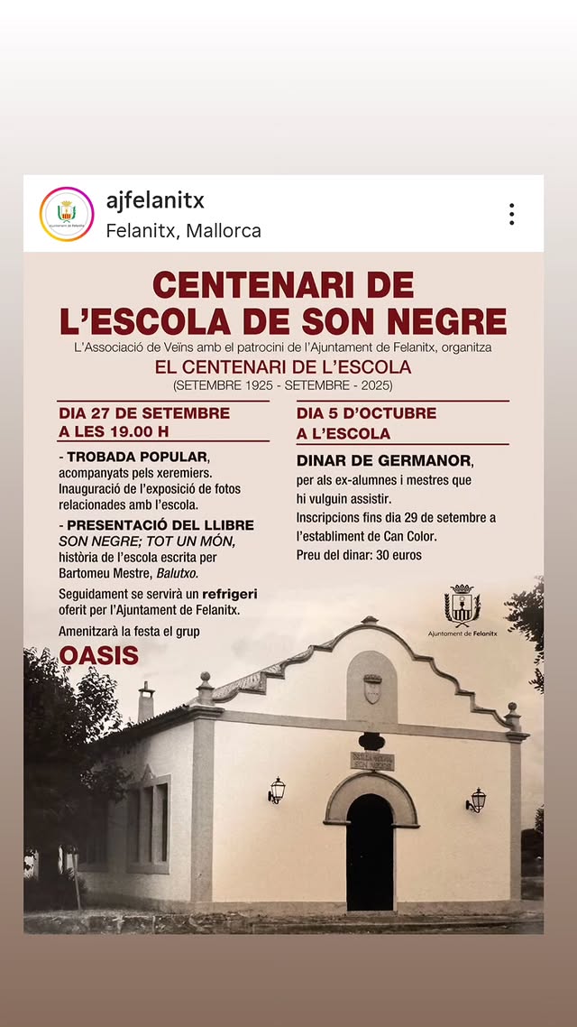 Felanitx celebra el centenari de l’Escola de Son Negre