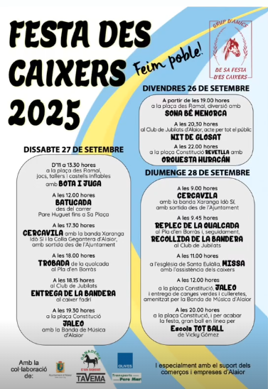 Alaior celebra la Festa des Caixers 2025 amb tres dies d’activitats, música i tradició