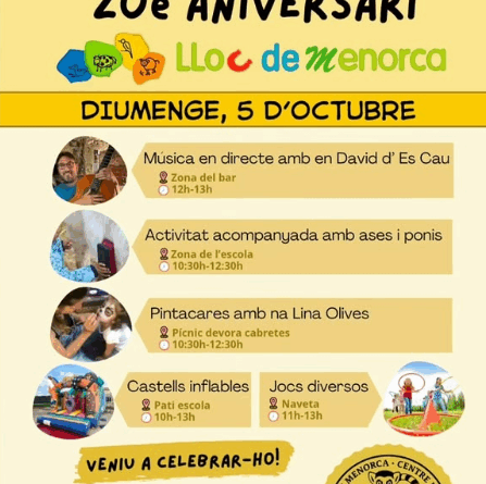 El Lloc de Menorca celebra el seu 20è aniversari amb un diumenge ple d’activitats familiars