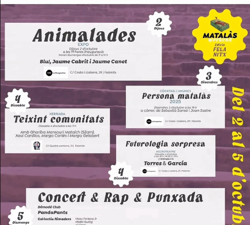 Felanitx acull una nova edició de Matalàs amb cultura, música i debats socials