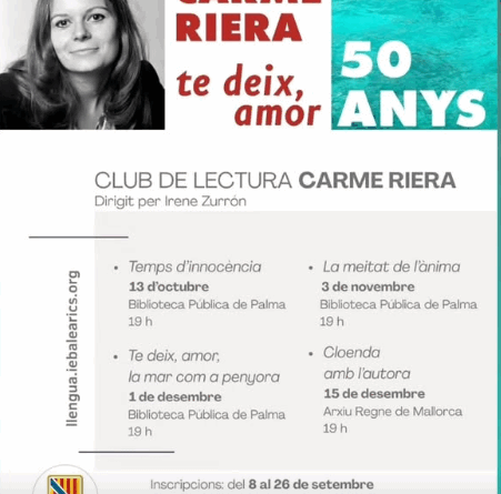 Club de Lectura Carme Riera: 50 anys de Te deix, amor