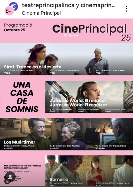 l Cine Principal d’Inca presenta la seva programació d’octubre amb cinema d’autor i grans èxits internacionals