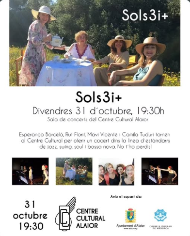 Sols3i+ porta el seu concert de jazz i bossa nova al Centre Cultural d’Alaior