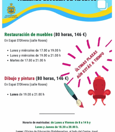 Capdepera obre les darreres places dels tallers de restauració de mobles i pintura per a adults