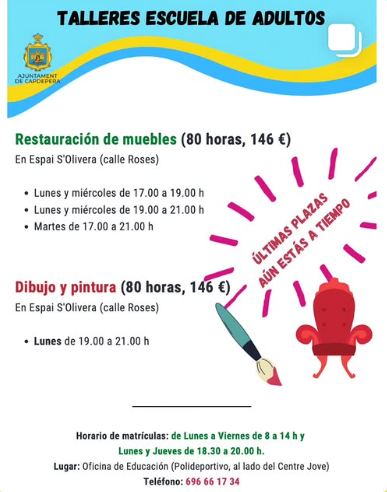 Capdepera obre les darreres places dels tallers de restauració de mobles i pintura per a adults