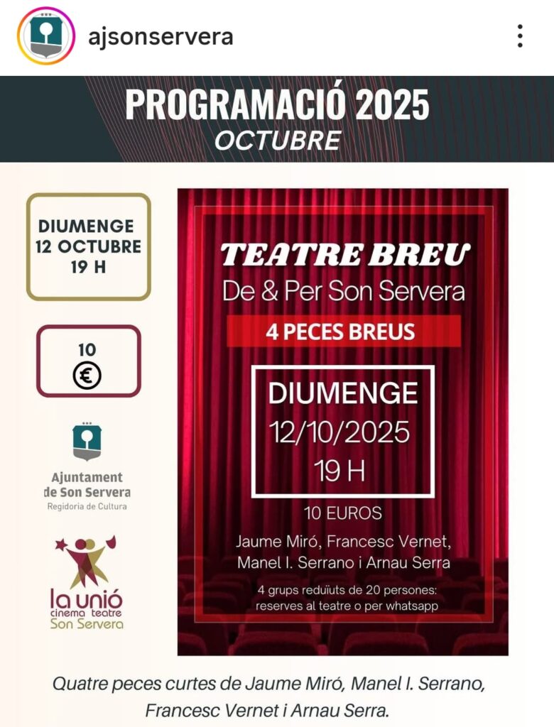 Teatre breu amb segell local a Son Servera