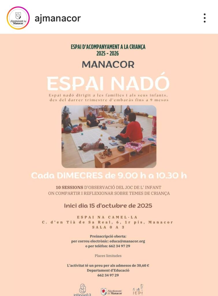 Manacor posa en marxa el programa “Espai Nadó” per a famílies amb infants de fins a 9 mesos