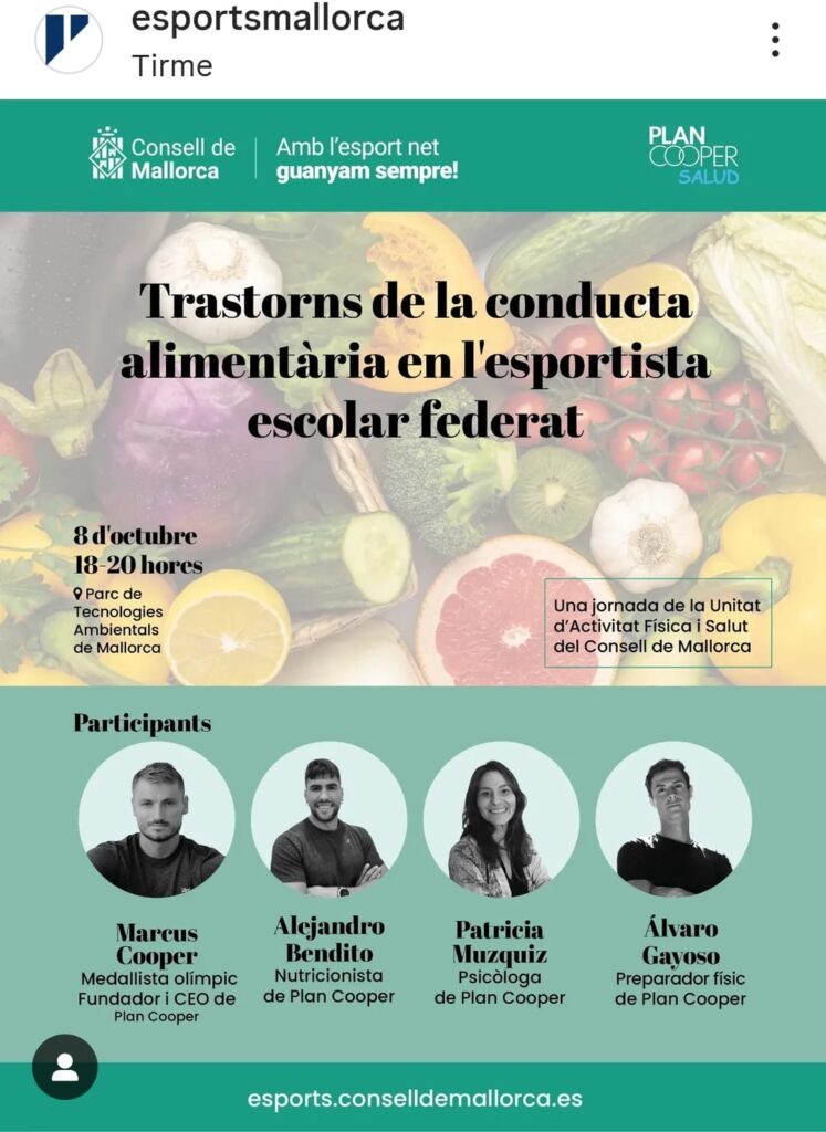El Consell de Mallorca organitza una jornada sobre trastorns de la conducta alimentària en l’esport escolar federat