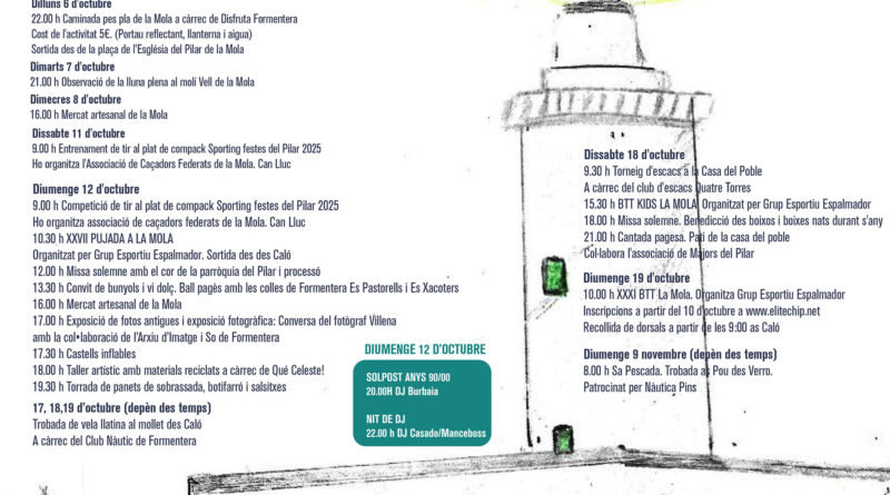 El Pilar de la Mola celebra les Festes del Pilar 2025 amb un programa ple de tradició, música i activitats familiars