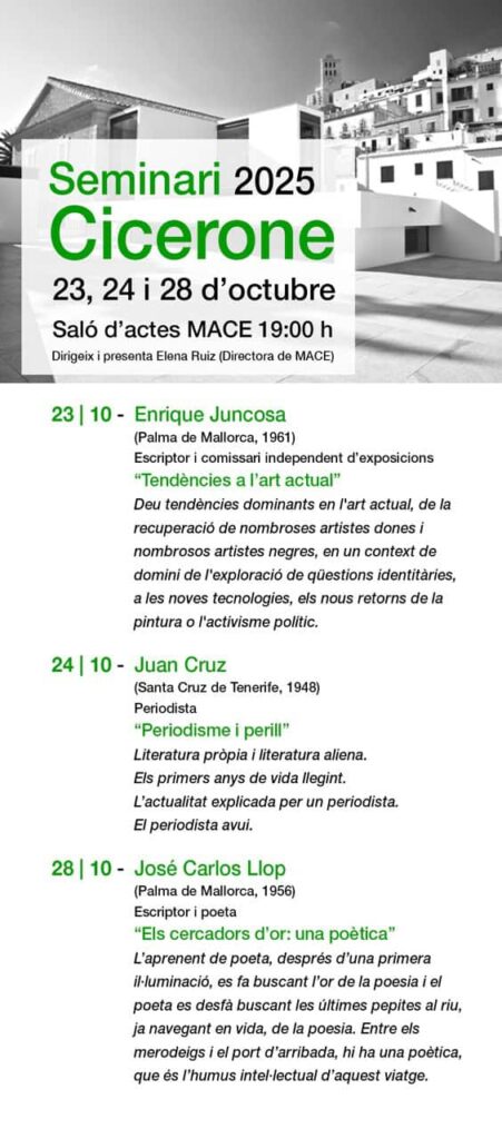 El MACE acull el Seminari Cicerone amb Enrique Juncosa, Juan Cruz i José Carlos Llop