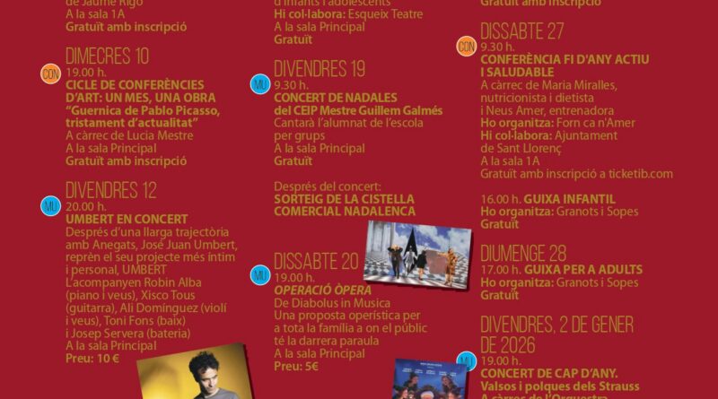 Programació cultural de desembre a Espai 36