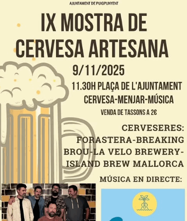 Puigpunyent celebra la IX Mostra de Cervesa Artesana amb música en directe i bon ambient