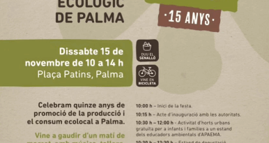 El Mercat Ecològic de Palma celebra el seu 15è aniversari amb activitats, tastos i música a la Plaça dels Patins