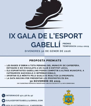 Capdepera prepara la IX Gala de l’Esport Gabellí per reconèixer els millors esportistes locals