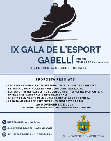 Capdepera prepara la IX Gala de l’Esport Gabellí per reconèixer els millors esportistes locals