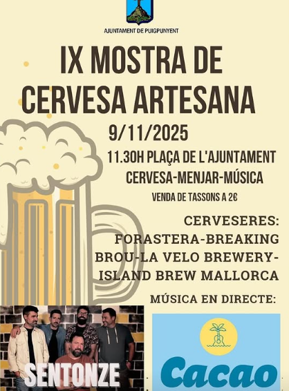 Puigpunyent celebra la IX Mostra de Cervesa Artesana amb música en directe i productes locals