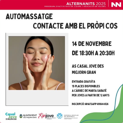 Taller d’automassatge al Casal Jove des Migjorn Gran: connecta amb el teu propi cos