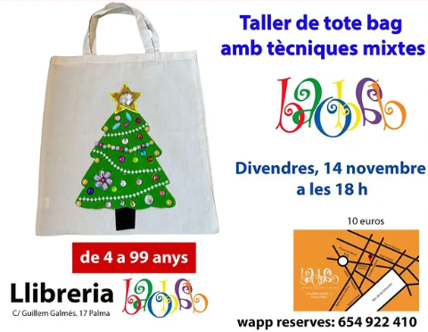 Taller de tote bag amb tècniques mixtes a la Llibreria Llos