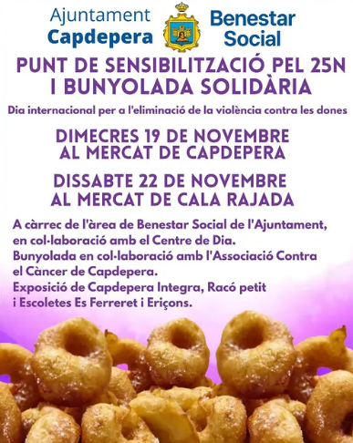 Capdepera organitza punts de sensibilització pel 25N i una bunyolada solidària