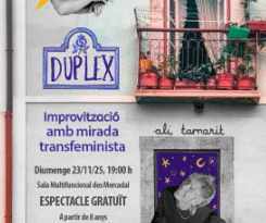 “Duplex”, improvisació teatral amb mirada transfeminista a la Sala Multifuncional d’Es Mercadal