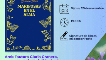 Presentació de Mariposas en el alma, el primer poemari de Gloria Granero, a la Biblioteca de Sant Jordi