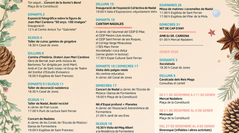 Festes de Nadal 2025-2026 a Formentera