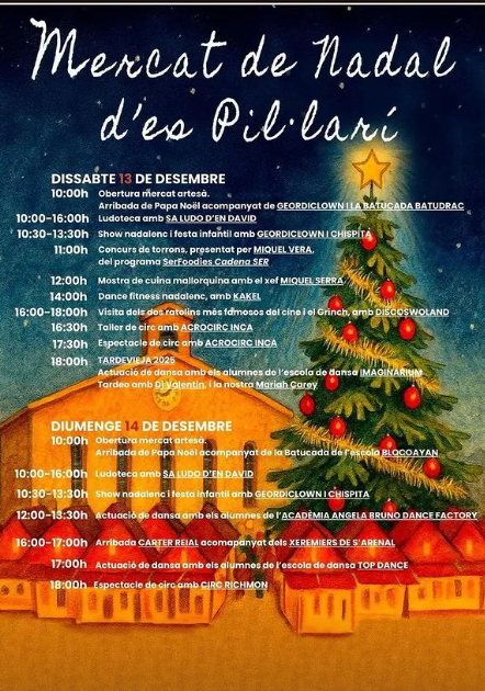 Es Pil·lari celebra el seu Mercat de Nadal amb un cap de setmana ple d’activitats, música i tallers familiars
