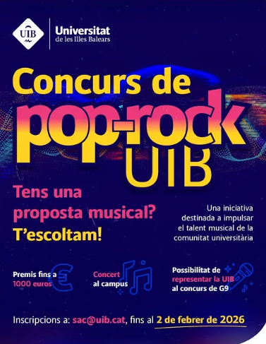 La UIB obre el Concurs de Pop-Rock 2026 per impulsar el talent musical universitari