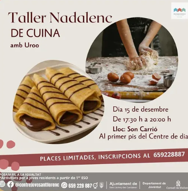 Son Carrió ofereix un taller nadalenc de cuina amb Uroo per a joves