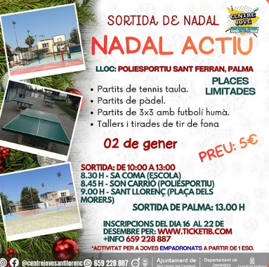 Nadal Actiu: esport, joc i convivència per als joves aquest 2 de gener