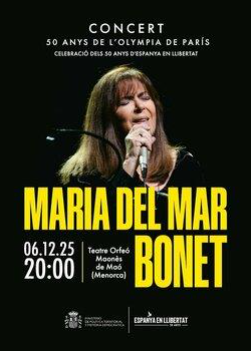 Maria del Mar Bonet celebra a Maó el 50è aniversari del seu històric concert a l’Olympia de París