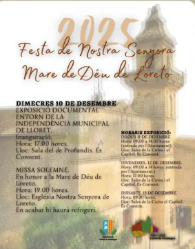 Lloret celebra la Festa de Nostra Senyora Mare de Déu de Loreto amb una exposició documental i missa solemne