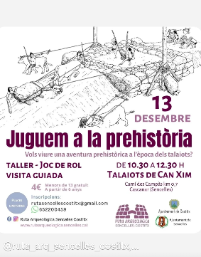 Els talaiots de Can Xim acullen “Juguem a la prehistòria”, un taller i joc de rol per viure l’època talaiòtica