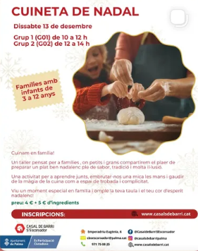 El Casal de Barri d’Es Secar de la Real organitza “Cuineta de Nadal”, un taller familiar per preparar dolços tradicionals