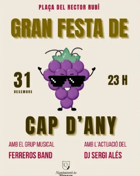 Gran festa de Cap d’Any a la plaça del Rector Rubí de Manacor amb música en directe i DJ