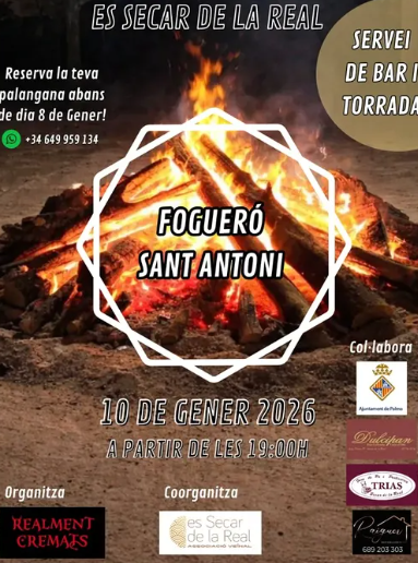 Es Secar de la Real encén el Fogueró de Sant Antoni 2026