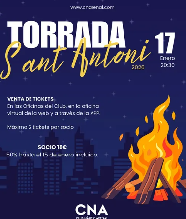 l Club Nàutic Arenal celebra Sant Antoni amb una gran torrada popular