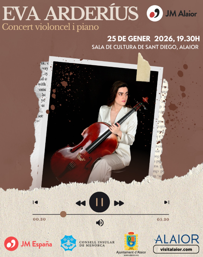 Eva Arderíus porta el violoncel i el piano a Alaior amb un concert íntim a Sant Diego