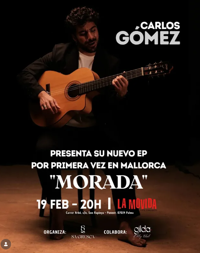 Carlos Gómez presenta Morada, el seu nou EP, en un concert molt especial a Mallorca