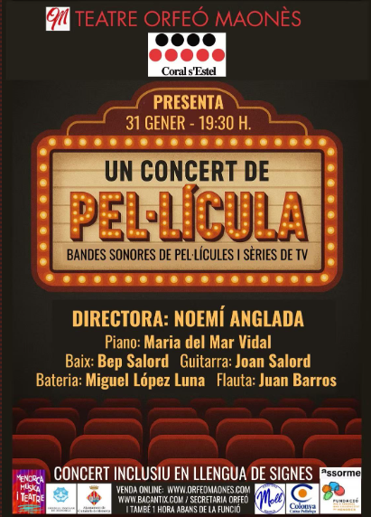 Un concert de pel·lícula omplirà el Teatre Orfeó Maonès de música i emoció