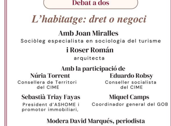 Debat a dos al Cercle Artístic: L’habitatge, dret o negoci?