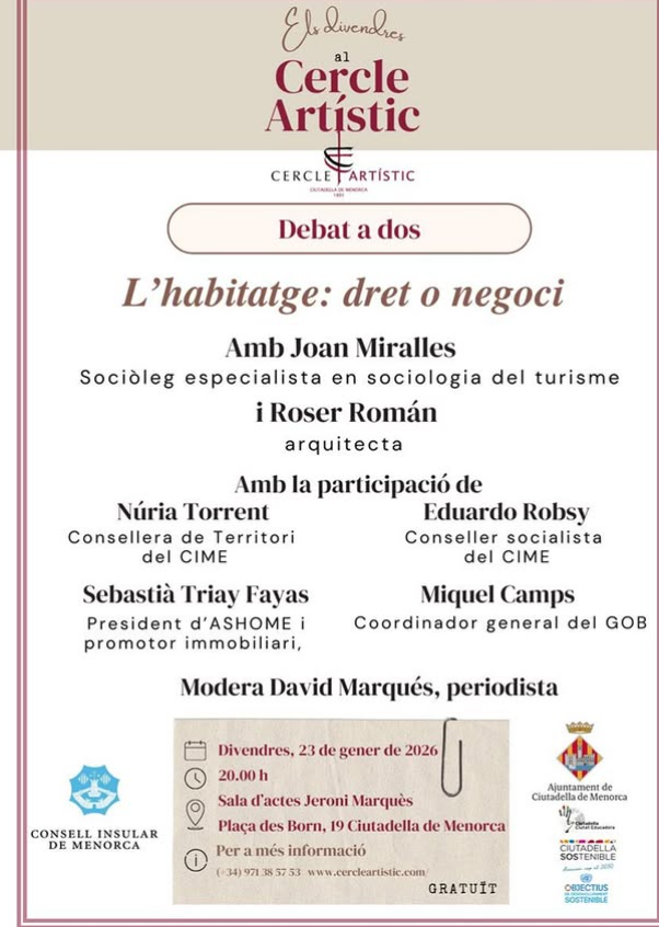 Debat a dos al Cercle Artístic: L’habitatge, dret o negoci?