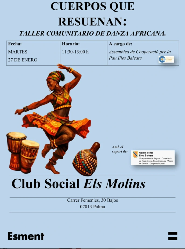 Taller obert de dansa africana al Club Social Els Molins d’Esment