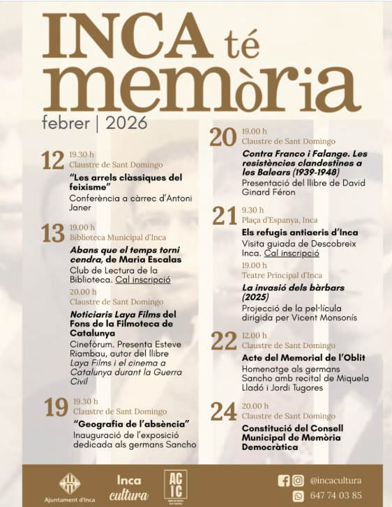 Inca té memòria: un febrer per recordar, reflexionar i fer present la història