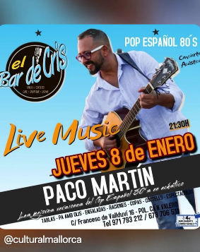 Paco Martín actúa en directo en El Bar de Ciro con una noche de pop español en acústico