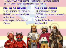 Maó celebra Sant Antoni 2026 amb gegants, dimonis i actes populars al centre de la ciutat