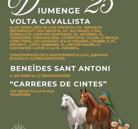 Aquest diumenge reprenen les Beneïdes i la Volta Cavallista de Sant Antoni