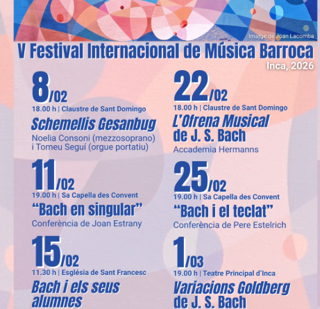 Inca celebra el V Festival Internacional de Música Barroca amb Bach com a protagonista