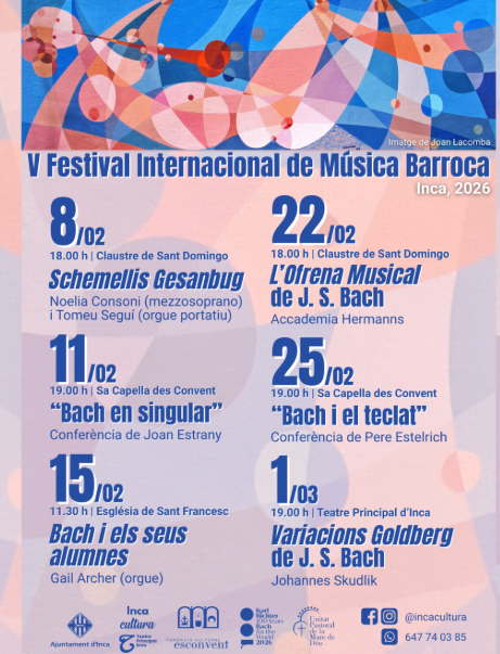 Inca celebra el V Festival Internacional de Música Barroca amb Bach com a protagonista