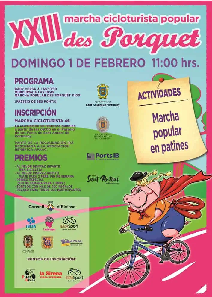La XXIII Marxa Cicloturista Popular des Porquet omple Sant Antoni de disfresses, bicicletes i bon humor